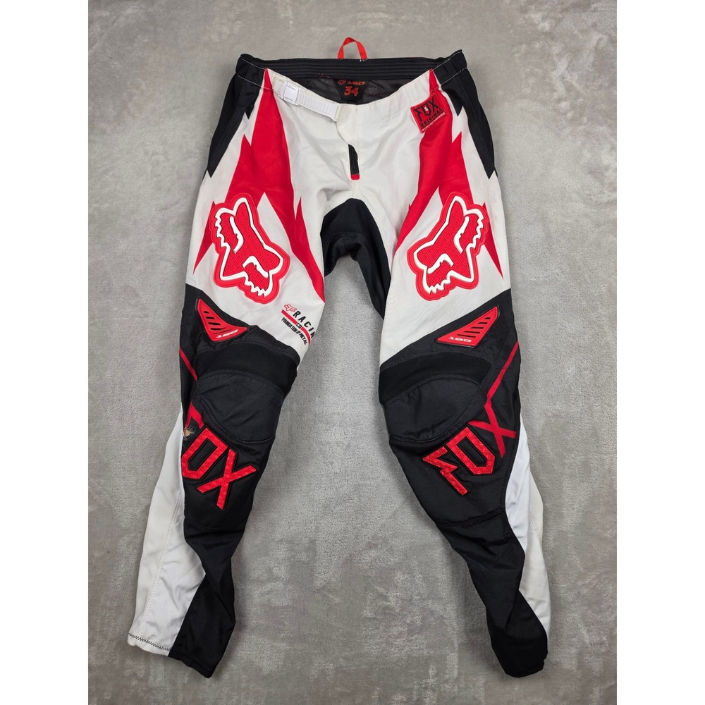 Fox Racing 180 Motocross Pants Mens 34 White Black Moto Gear Offroad Dirt Bike